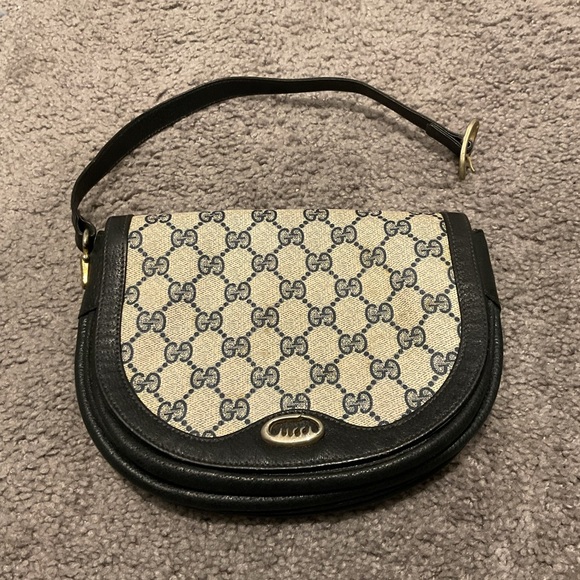 Final Sale! GUCCI VINTAGE MONOGRAM FOLD-OVER HOBO WRISTLET CLUTCH MINI PURSE - Picture 1 of 15